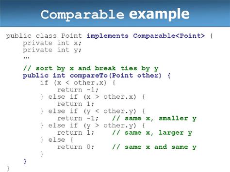 Comparable Java Example に対する画像結果