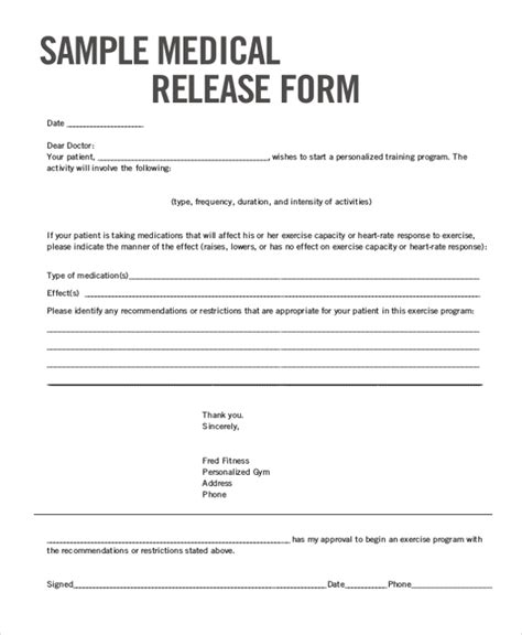 Image result for Medical Release Forms