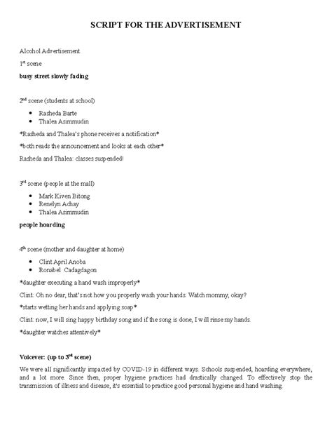 Toradh íomhá ar Video Advertisement Script