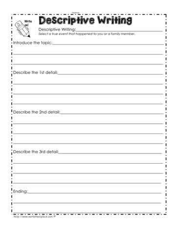 Afbeeldingsresultaten voor Descriptive Writing Worksheets