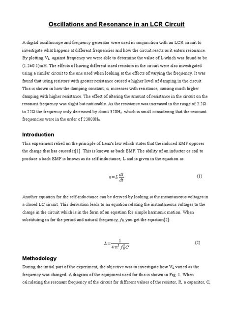Image result for LCR Experiment Lab Report