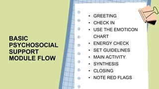 Image result for Psychosocial Support Examples around Routine