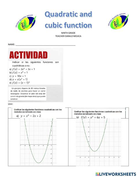 Image result for Cubic Function Worksheet PDF