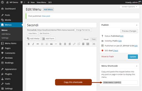Toradh íomhá ar WordPress Menu Shortcode