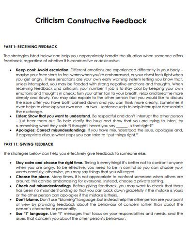 Image result for Constructive Criticism Examples