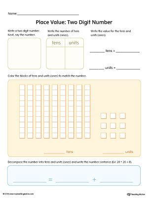 Understanding Place Value of Two Digit Number Worksheet に対する画像結果