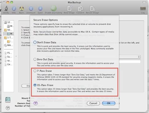 Toradh íomhá ar Mac Disk Utility Format Options