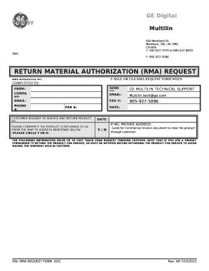 Return Material Authorization Form に対する画像結果