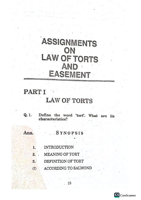 Image result for Tort Assignment Layout