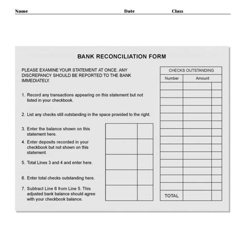 Toradh íomhá ar Checkbook Reconciliation Worksheet