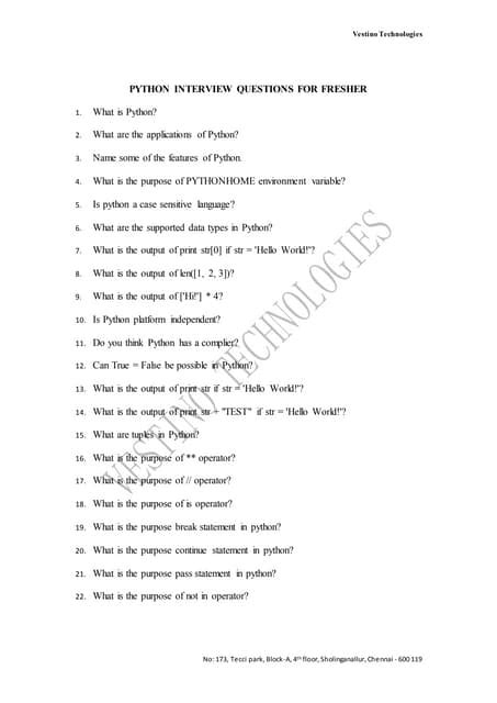 Python Interview Questions for Freshers PDF-க்கான படிம முடிவு