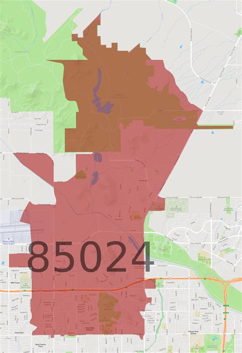 Afbeeldingsresultaten voor 85024 Zip Code Map