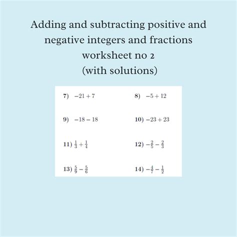 Toradh íomhá ar Adding Positive and Negative Number Coloring Worksheet