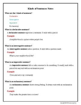 Image result for Identifying Sentence Types Worksheet