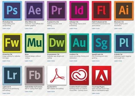 Afbeeldingsresultaten voor Adobe Programs List