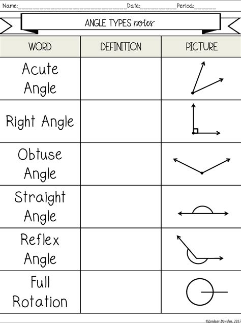 Image result for Different Types of Angles Worksheet