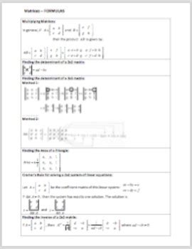 Afbeeldingsresultaten voor Matrix Math Cheat Sheet