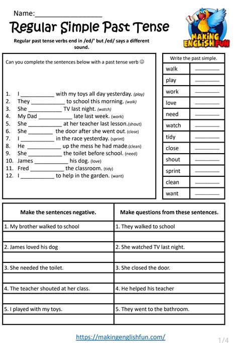 Past Simple Worksheet に対する画像結果