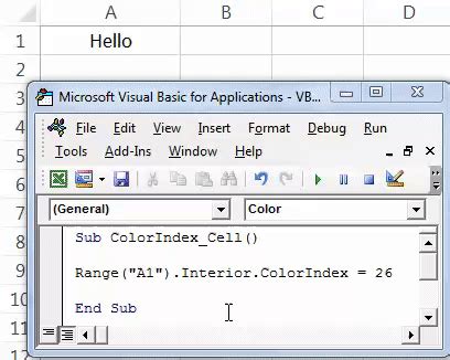 Toradh íomhá ar VBA Text Color Index