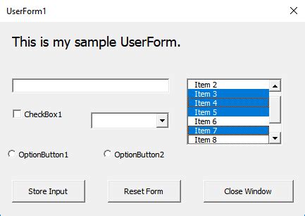 Image result for VBA Excel Userform Multiple Choice