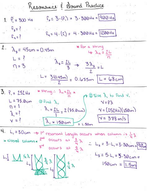 3 - Resonance and Sound Practice Problems SOLUTIONS | PDF