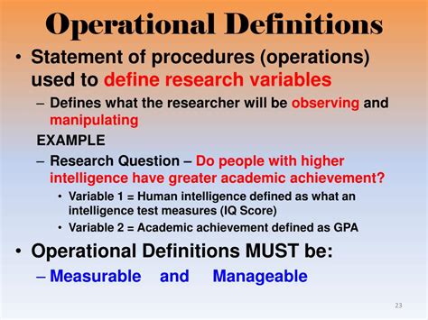 Image result for Example of a Operational Definition for a Research Question
