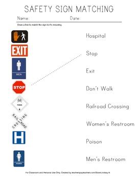 Safety Signs Matching Worksheet に対する画像結果