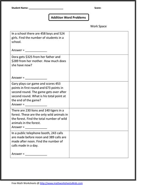 Problem Solving Worksheets Grade 3 に対する画像結果