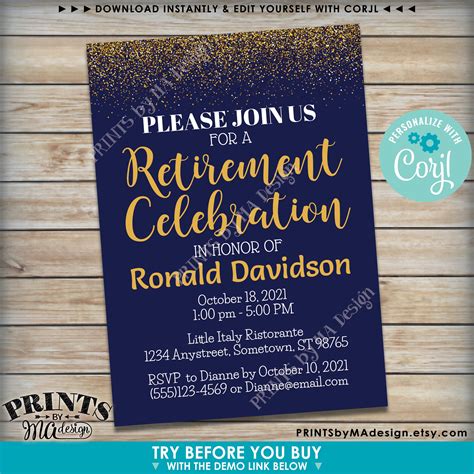 Toradh íomhá ar Downloadable Retirement Party Invitations