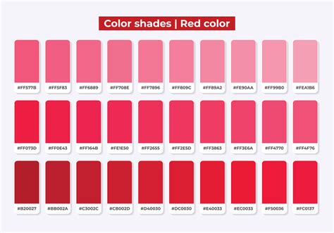 Image result for Red Color Shades with Hex Code