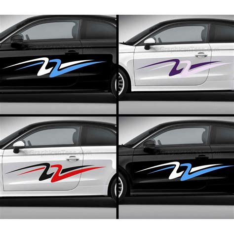 Custom Car Stickers, Vinyl Graphic Side Stripe Decals - Double Swoosh ...