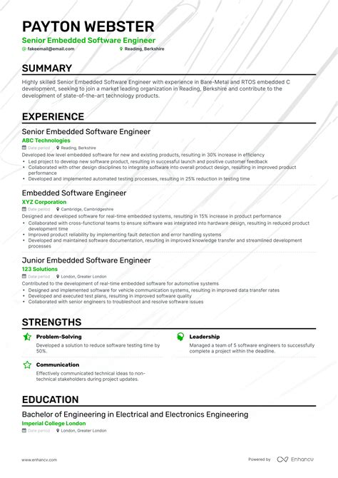 Image result for Embedded Software Engineer Resume PDF