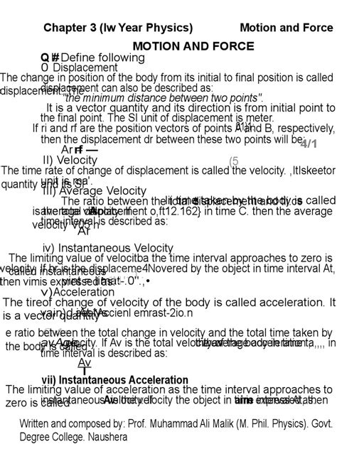 Physics Questions 3 | PDF | Velocity | Displacement (Vector)