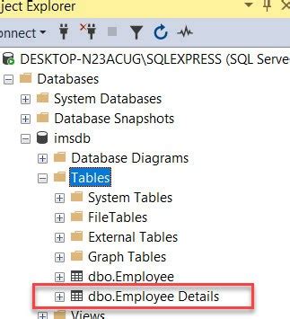 Toradh íomhá ar How to Create Table in SSMS Query in Msdb