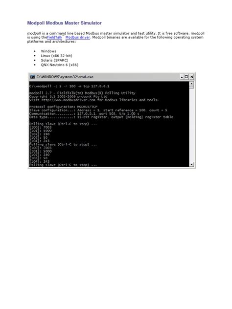 Modpoll Modbus Master Simulator | PDF | Data Type | Communications ...
