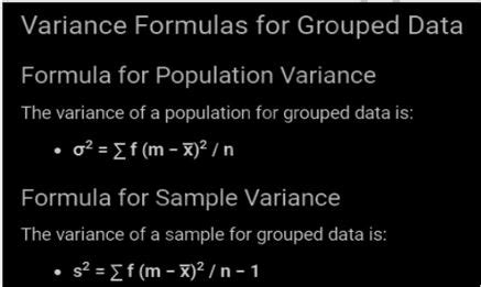 Image result for Variance in Grouped Data