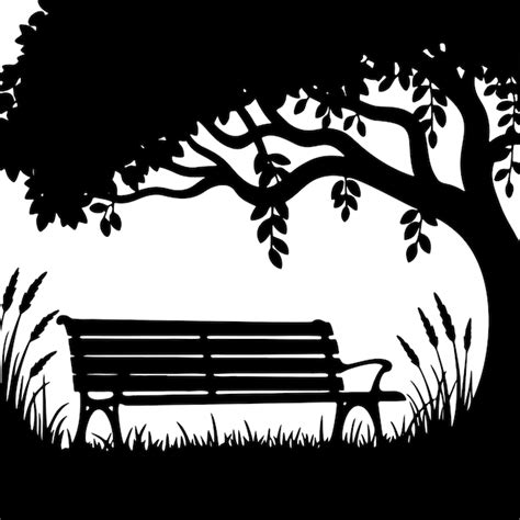 Image result for Bench with a Tree Silhouette No Background