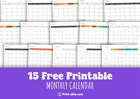 Image result for Monthly Calendar Print Out