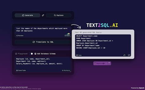 Gen Ai Use Case Text2sql に対する画像結果
