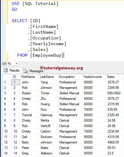 Update Procedure SQL に対する画像結果