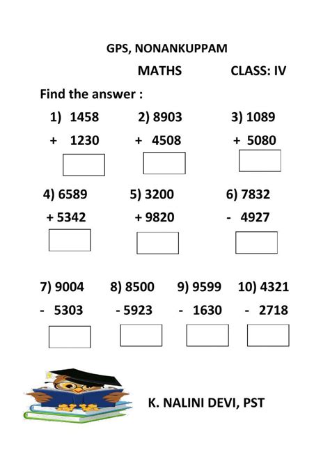 Toradh íomhá ar Subtraction of Four Digit Numbers