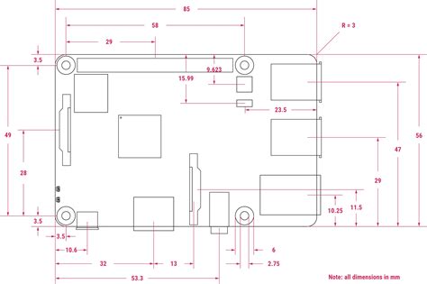 Image result for Raspberry Pi 3 Model B+ Size Drawing