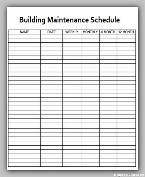 Maintenance Schedule Template に対する画像結果