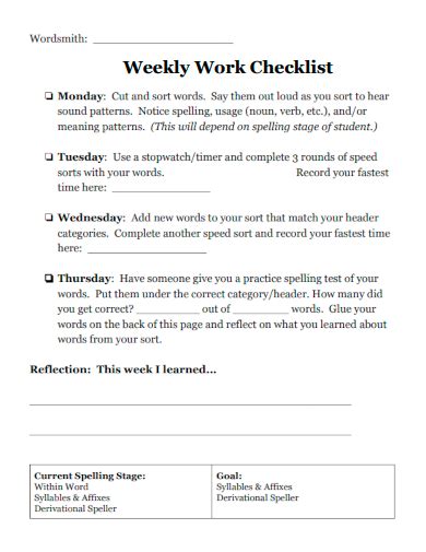 Toradh íomhá ar Sample Work Checklist