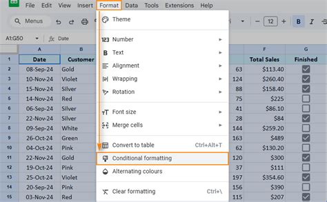 Conditional Formatting in Google Sheets に対する画像結果
