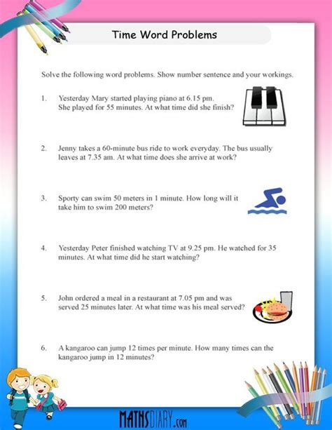 Image result for Free Printable Time Word Problems