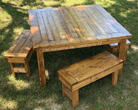 Image result for Kitchen Table Square Rustic with Benches