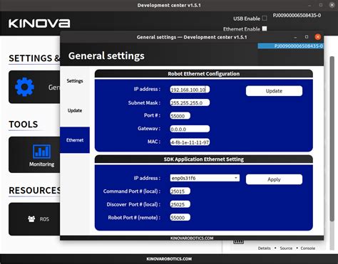 Image result for Kinova Kortex API Interface Ubuntu Firefox
