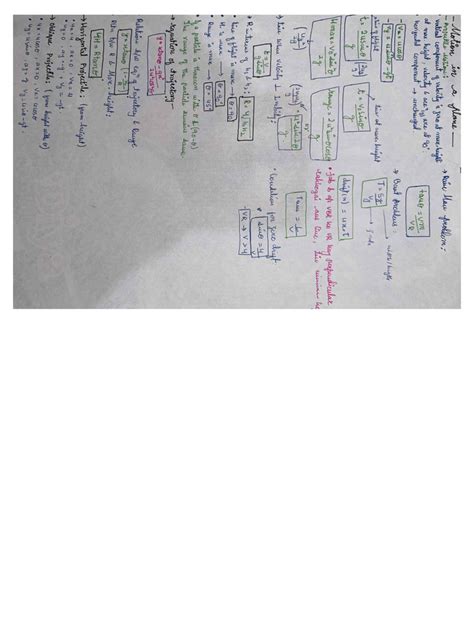 Toradh íomhá ar Projectile Motion Formula Sheet