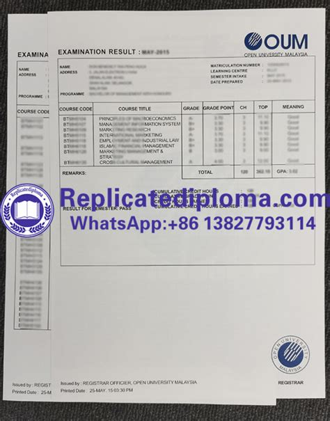 Toradh íomhá ar Open University Academic Transcript